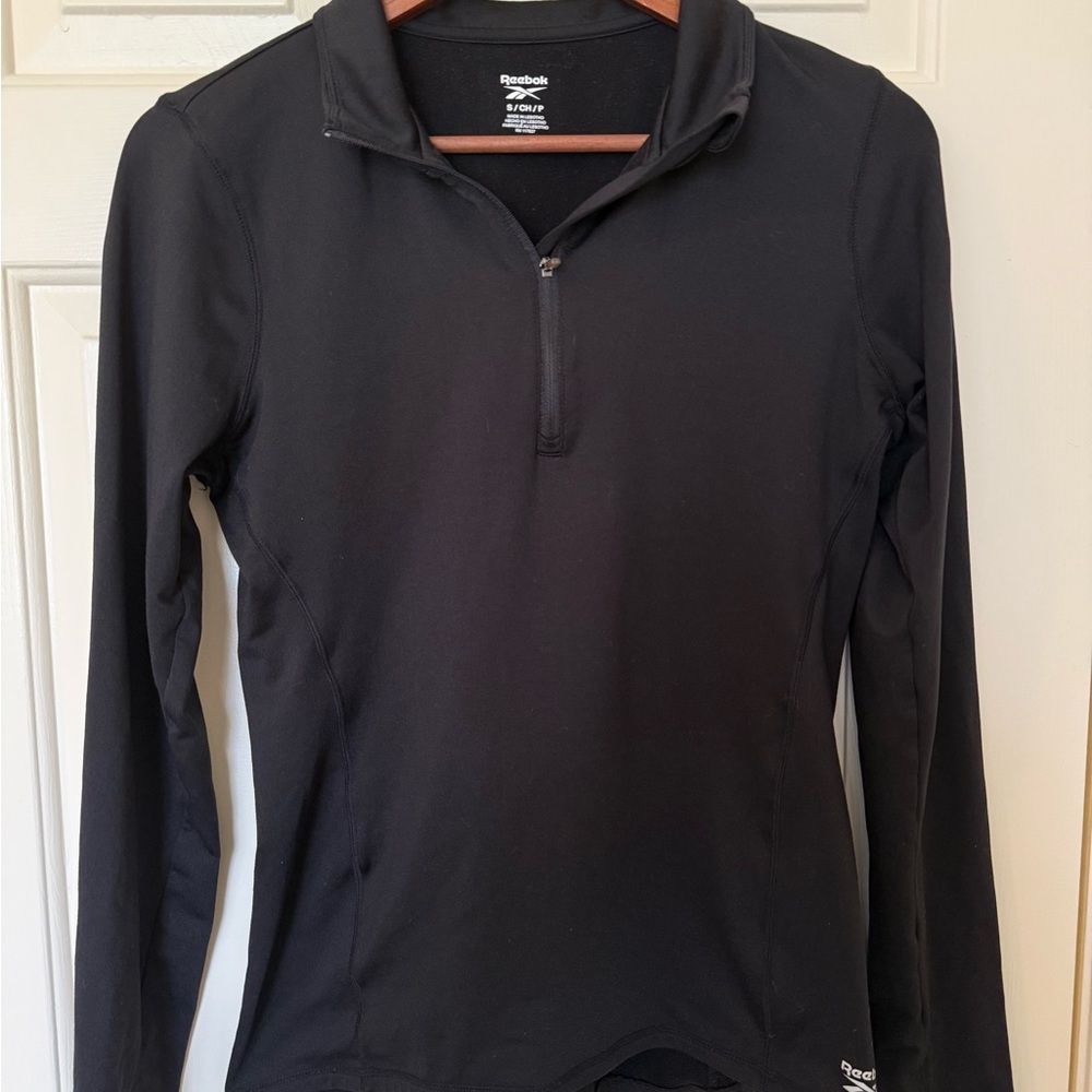 Reebok Women's Black Long Sleeve Fitted Quarter-Zip Sport Jacket